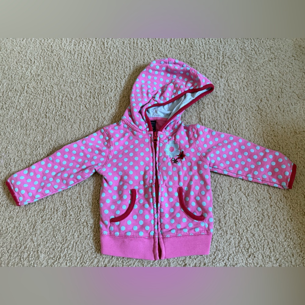 Faded Glory Pink and White Polka Dot Kids Hoodie